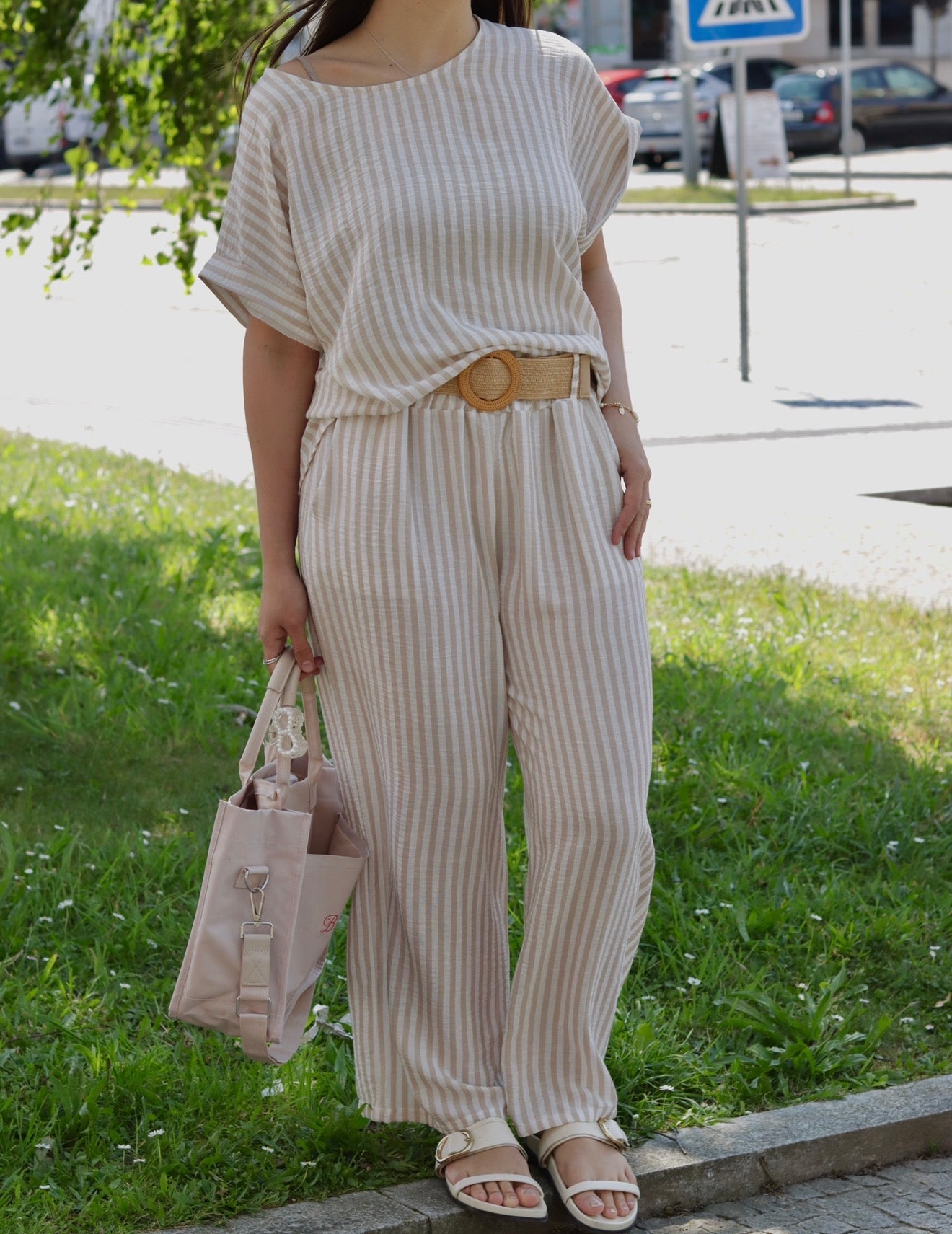 Conjunto Linen Stripes Areia