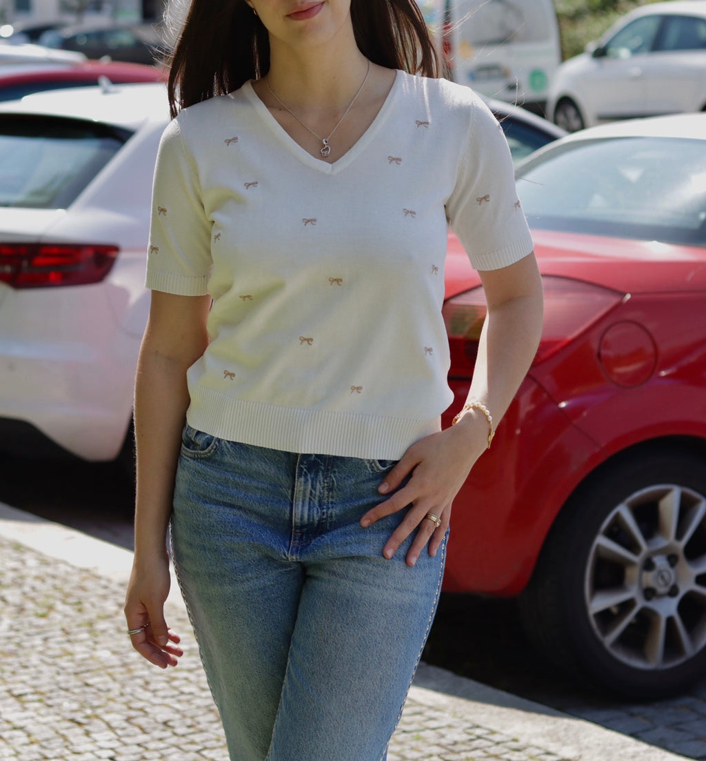 Blusa Tricot Laço Vanilla