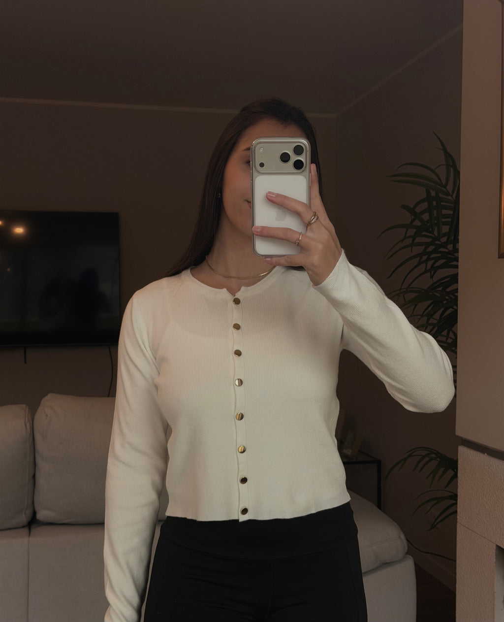 Cardigan canelado