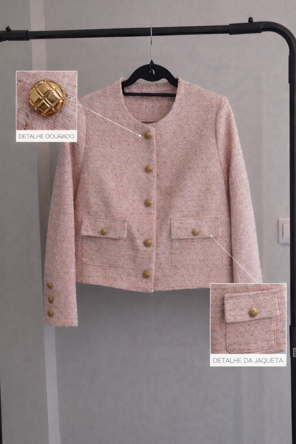 Jaqueta tweed rosa