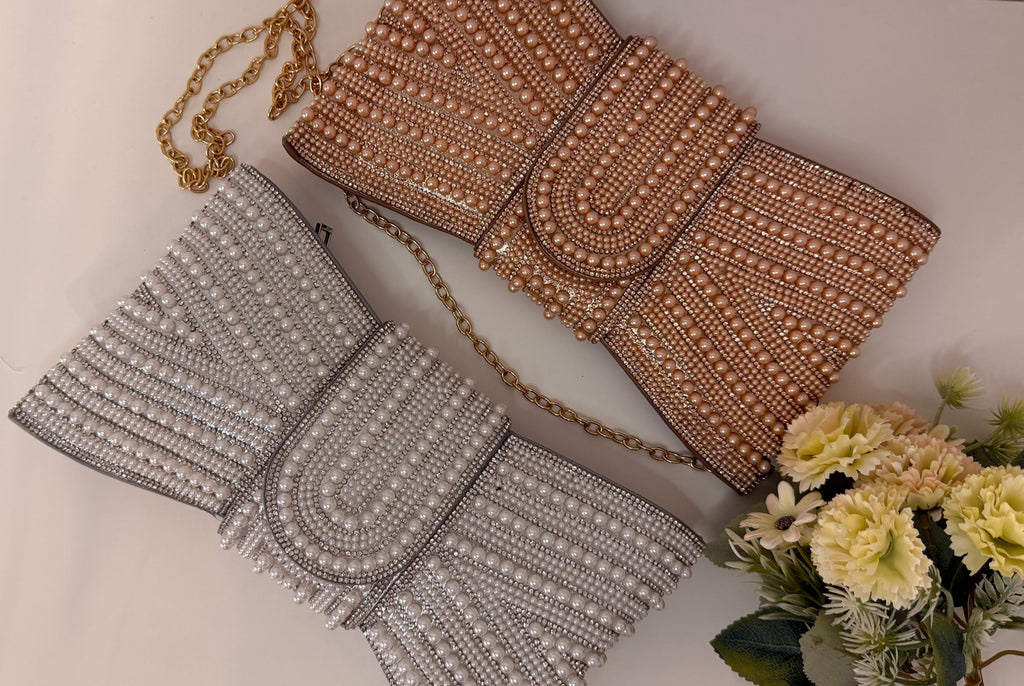Bolsa Clutch Laço Pérolas